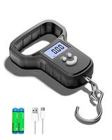 Fish Scale/Fishing Scale: Dual Power (/Rechargeable), Extra Wide Handle, Backlit LCD Display, Includes 2 AAA &USB-C  , Fishin...