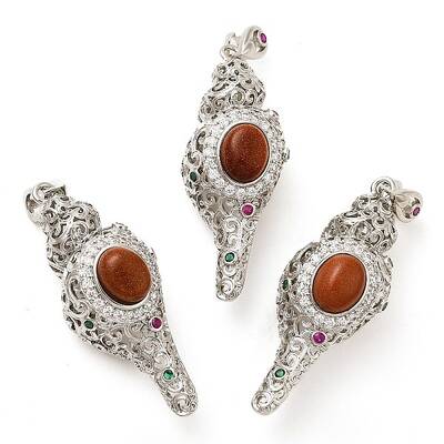 Synthetic Goldstone Pendants