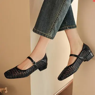 CHIKO Yulene Square Toe Block Heels Mary Jane Shoes
