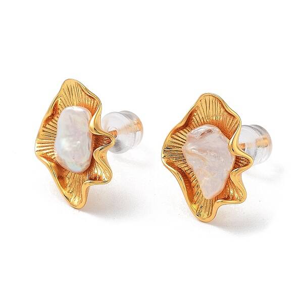Flower Natural Pearl Stud Earrings for Women