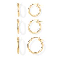PAVOI 18K Gold 925 Sterling Silver Post Hoop Earrings for Women | Thin Small Gold Huggie Hoop Earrings | 3 Pairs Gold Hoop Ea...