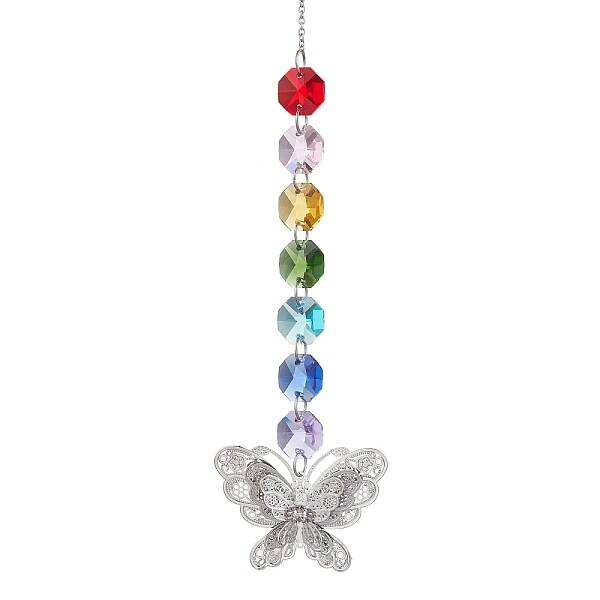 Glass Octagon Beaded Hanging Ornaments