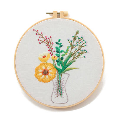 Vase Pattern DIY Embroidery Starter Kit with Instruction Book