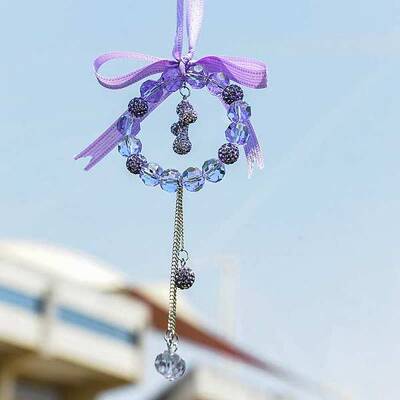 Bowknot & Ring & Ball Tassel Glass Rhinestone Pendant Decorations