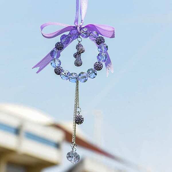 Bowknot & Ring & Ball Tassel Glass Rhinestone Pendant Decorations