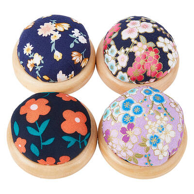4Pcs 4 Style Flower Pattern Japanese Style Cotton & Cloth Needle Pin Cushions
