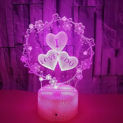 3D Heart And Letter Night Light, 1 Count USB Powered 7 Color Changing Table Lamp, Decorative Light For Home Bedroom Party Roo...