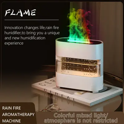 Flame Rain Humidifier | Color: White | Plug: USB