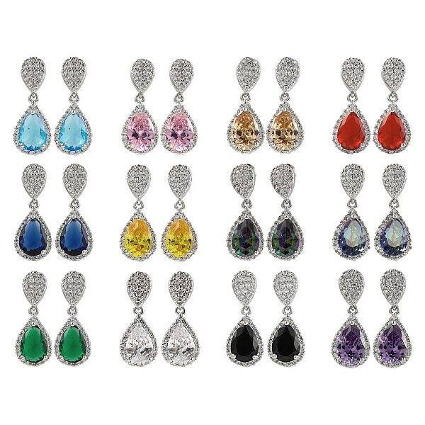 Rack Plating Brass Micro Pave Cubic Zirconia Dangle Stud Earrings