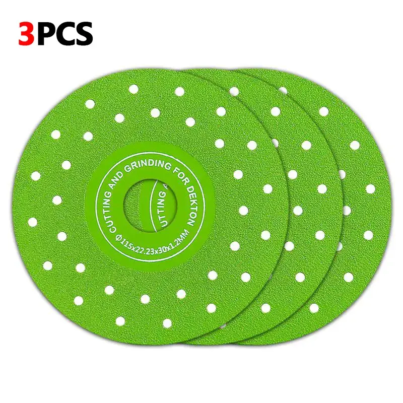 LOZLIN 3pcs 115mm Diamond Saw Blades For Cutting And Grinding Tile And Marble, 45 Degree Chamfered Diamond Saw Blades Porous ...