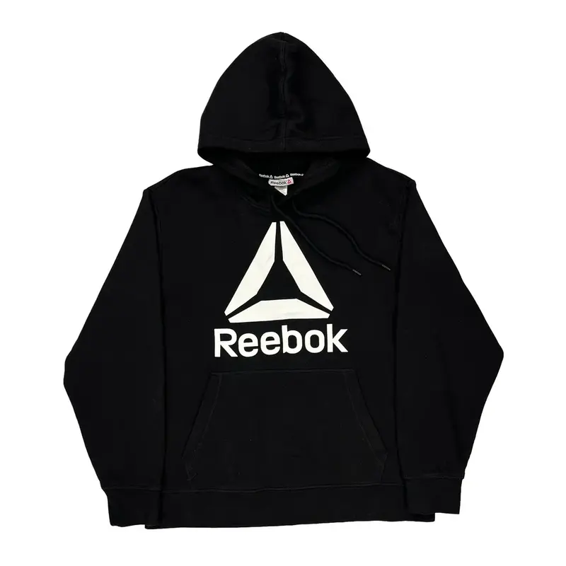 Reebok Graphic Hoodie - XL Black Cotton Blend