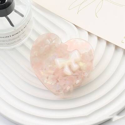 Heart with Bowknot Cellulose Acetate(Resin) Claw Hair Clips