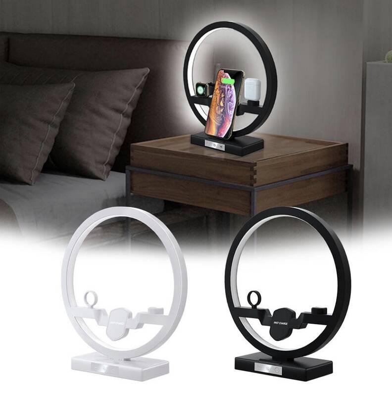 Wireless Charger Stand Table Lamp Touch Switch 10W Charger For Apple Watch Cell Phones Headphones