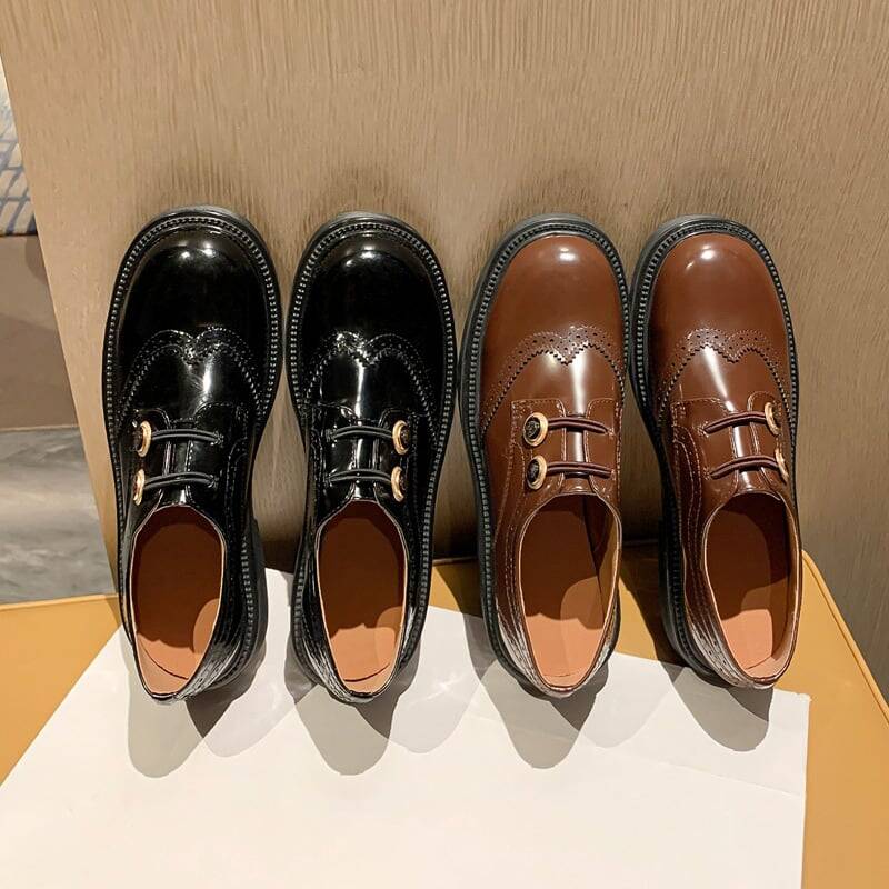 CHIKO Londyn Round Toe Block Heels Oxfords Shoes