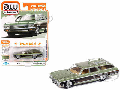 1970 Chevrolet Kingswood Estate Wagon Green Mist Metallic with Woodgrain Sides and Roof Rack \