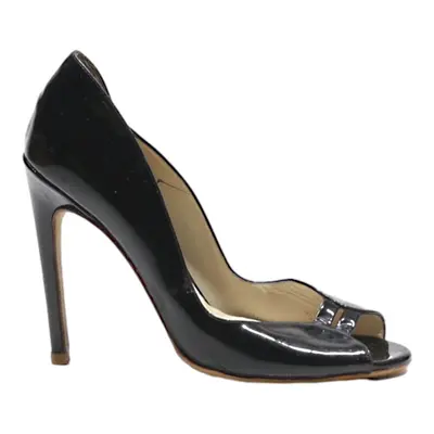 RUPERT SANDERSON Peep Toe Heels Black Leather Womens UK 5.5