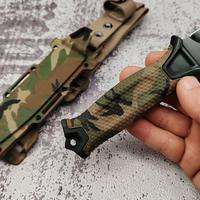 Camouflage tactical camping knife with protective cover, lightweight and durable, sharp blade, anti slip handle, suitable for...