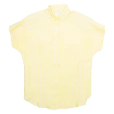 SABRINA Womens Printed Shirt Yellow Collared Pinstripe S