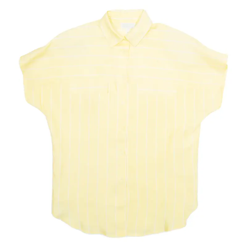 SABRINA Womens Printed Shirt Yellow Collared Pinstripe S