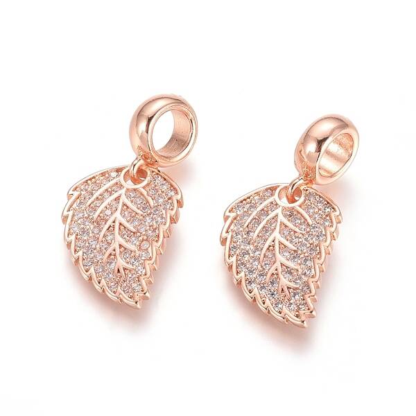 Brass Micro Pave Cubic Zirconia European Dangle Charms