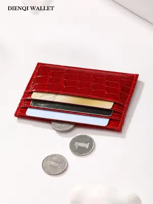 Women's Simple Plain Crocodile Pattern Card Holder, Casual Multi-slot Card Holder for Women & Girls, Trendy Versatile High-qu...