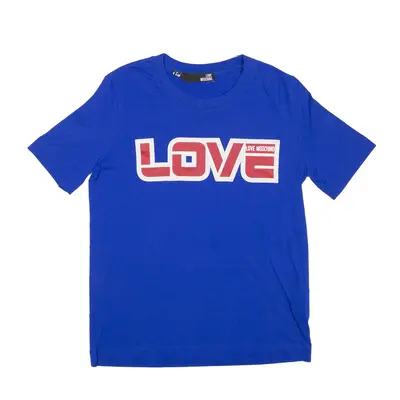 LOVE MOSCHINO T-Shirt Blue Short Sleeve Womens UK 8