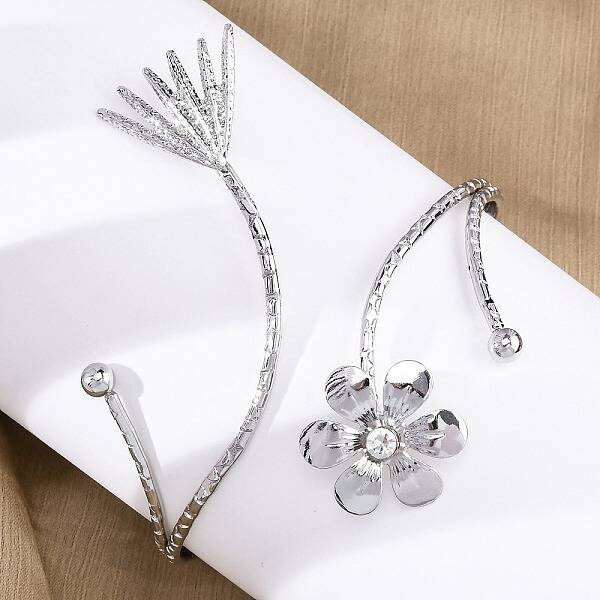 Flower Alloy Arm Cuff Bangles for Girl Women