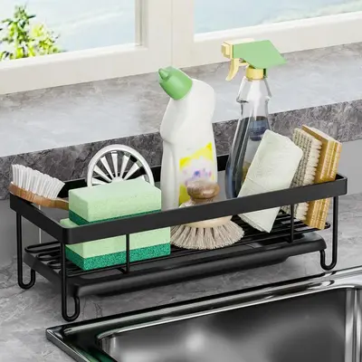 Sponge Holder for Kitchen Sink, Sink Organizer for Brush, Soap Dish Dispenser, Storage Rack for Kitchen Bathroom Counter, Sum...