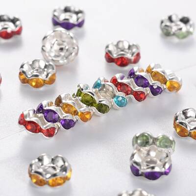 Brass Acrylic Rhinestone Spacer Beads
