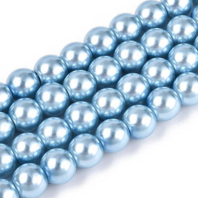 Baking Painted Pearlized Glass Pearl Round Bead Strands