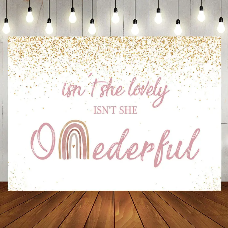 Aperturee Isnt She Onederful Pink Gold 1St Birthday Backdrop