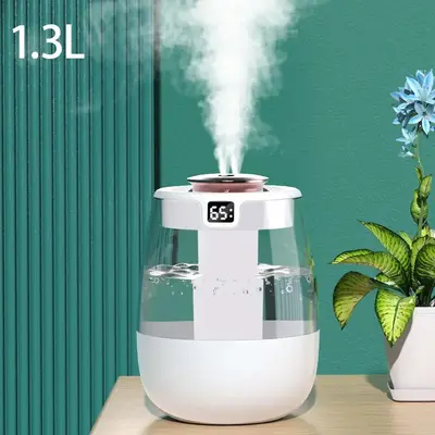 USB Powered Double Spray Head Cool Mist Humidifier, 1 Count Large Capacity Humidifier with Night Light, Silent Humidifier for...