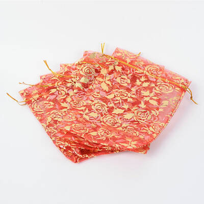 Rose Printed Organza Bags