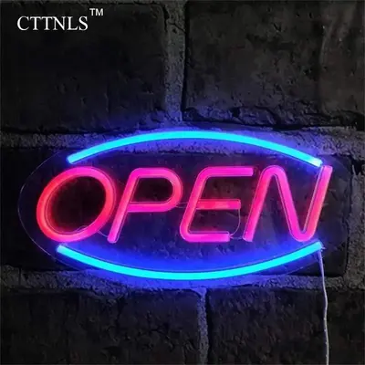 USB Powered Open Sign Neon, LED Business Neon Open Sign Wall Light, Novel Night Neon Lamps for Bars, Stores, Coffee Shop, Hot...