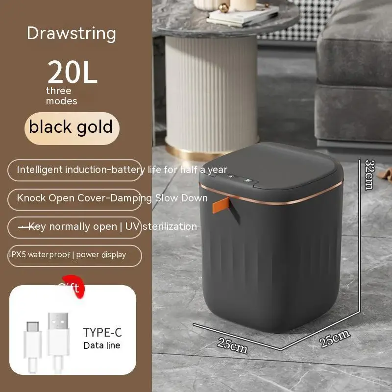 Smart Trash Can With Lid For Bedroom And Living Room Kitchen Storage Box Trash Can Induction Small Car Box Automatic Smart Du...