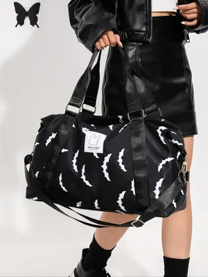 Summer 2025 Unisex Bat & Skull Travel Lightweight Bag, New Trendy Large Carry on Weekender Bag, Travel Duffel Bag, Chic Versa...