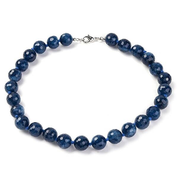 Star Cut Round Natural Jade(Dyed & Heated) Beaded Necklaces for Women