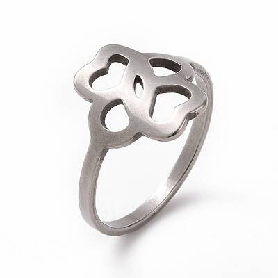 Non-Tarnish 201 Stainless Steel Hollow Flower Finger Ring for Women