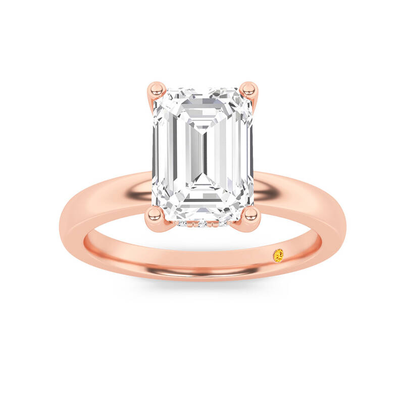 Secret Sparkle Hidden Halo Emerald Cut Lab Grown Diamond Engagement Ring | 14K Rose Gold 1 5/8 CT. TW.