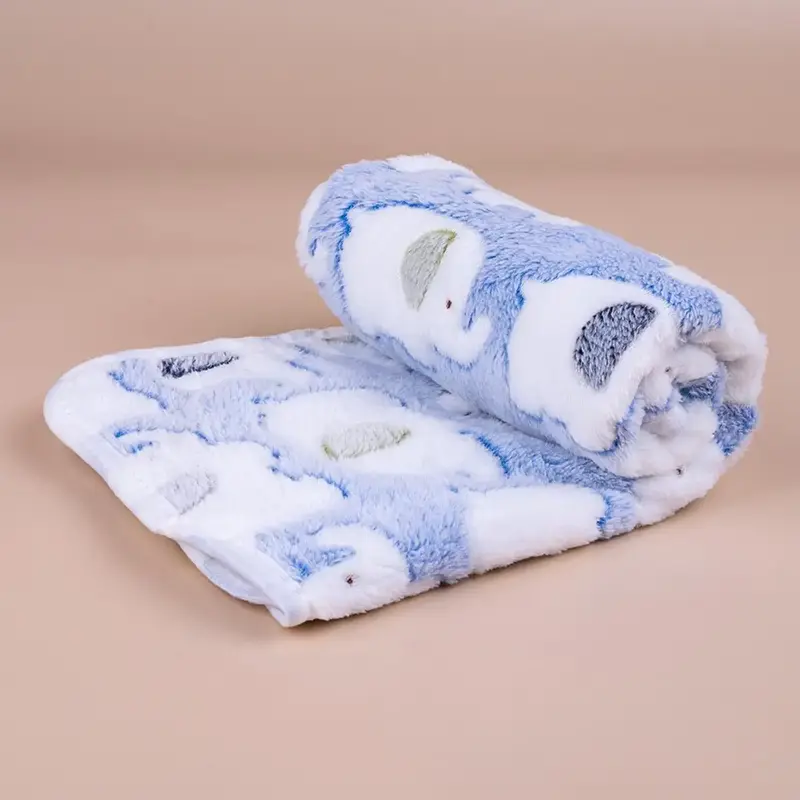 Cartoon Elephant Pattern Pet Blanket, Soft Plush Pet Blankets For Dog & Cat, Flannel Throw for Puppies and Kittens