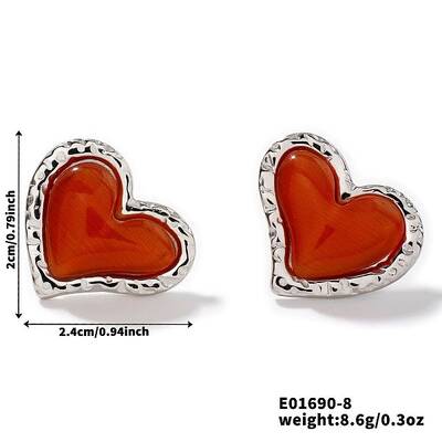 Natural Stone Cat Eye Heart-shaped Stud Earrings