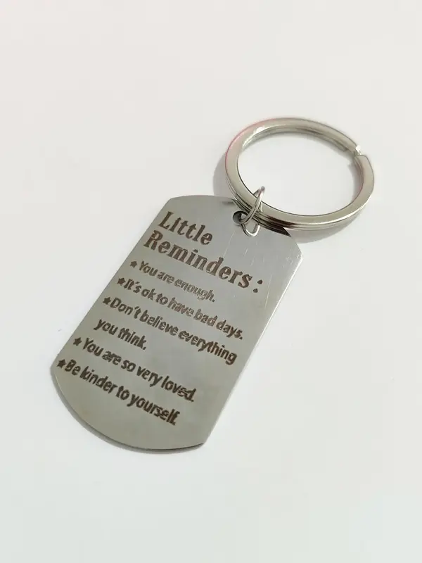 Creative Lettering Engraved Slogan Stainless Steel Keychain for Car Keys, 2024 Trendy Key Ring with Pendant, Fashion Keychain...