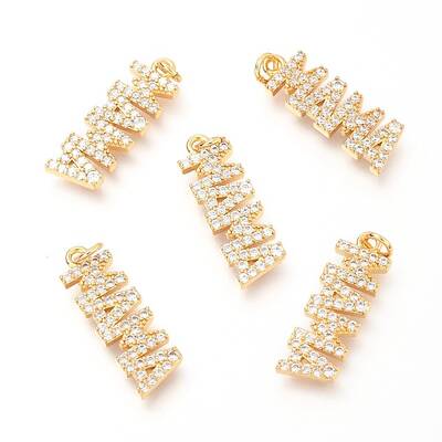 Brass Micro Pave Clear Cubic Zirconia Pendants