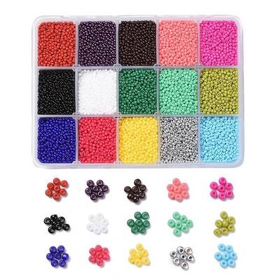 300G 15 Colors 12/0 Grade A Round Glass Seed Beads