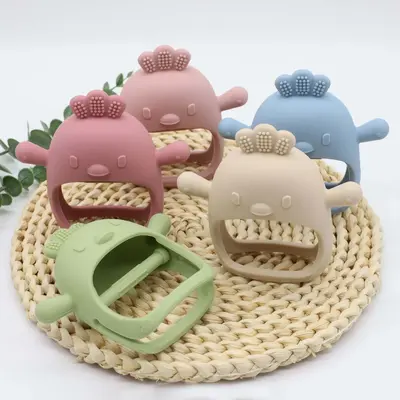 Baby Teether Toy, 1 Count Silicone Teether Mitten, Anti-drop Wrist Hand Teether, Solid Color Baby Chew Toy, Newborn Teething ...