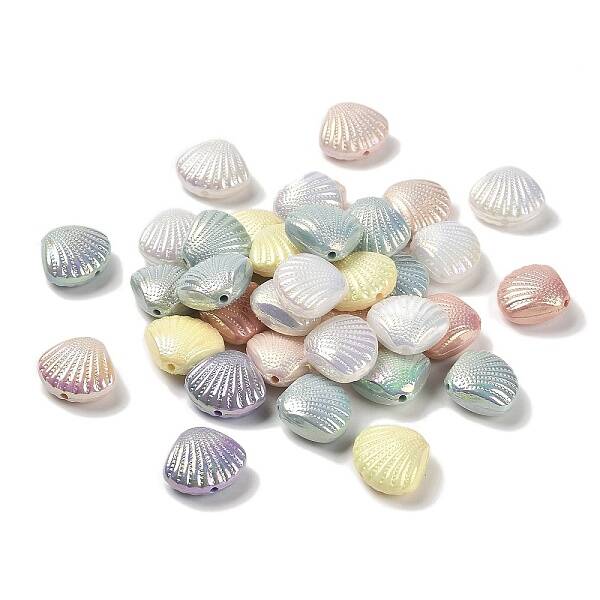UV Plating Opaque Rainbow Iridescent Acrylic Beads