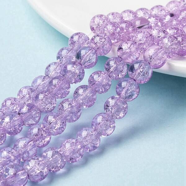 Spray Painted Crackle Glass Beads Strands