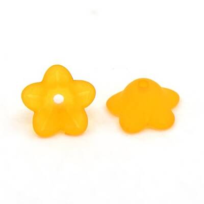 Dyed Chunky Orange Transparent Frosted Flower Acrylic Beads