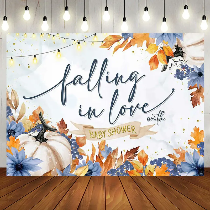 Pumpkins Falling In Love With Baby Shower Backdrop