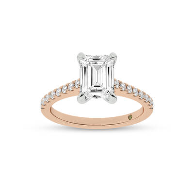 Destiny Half Coverage Emerald Cut Lab Diamond Engagement Ring | Rose Gold  1 1/4 - 4 3/8 CT. TW.